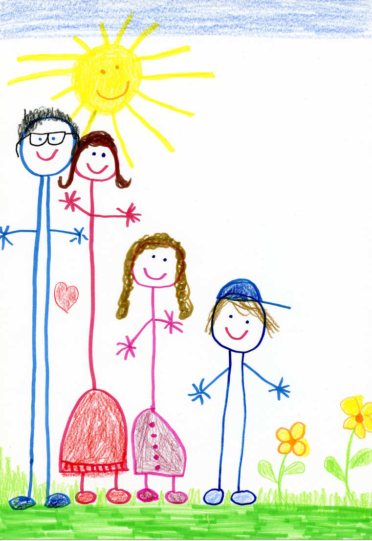 Children´s drawing, happy family