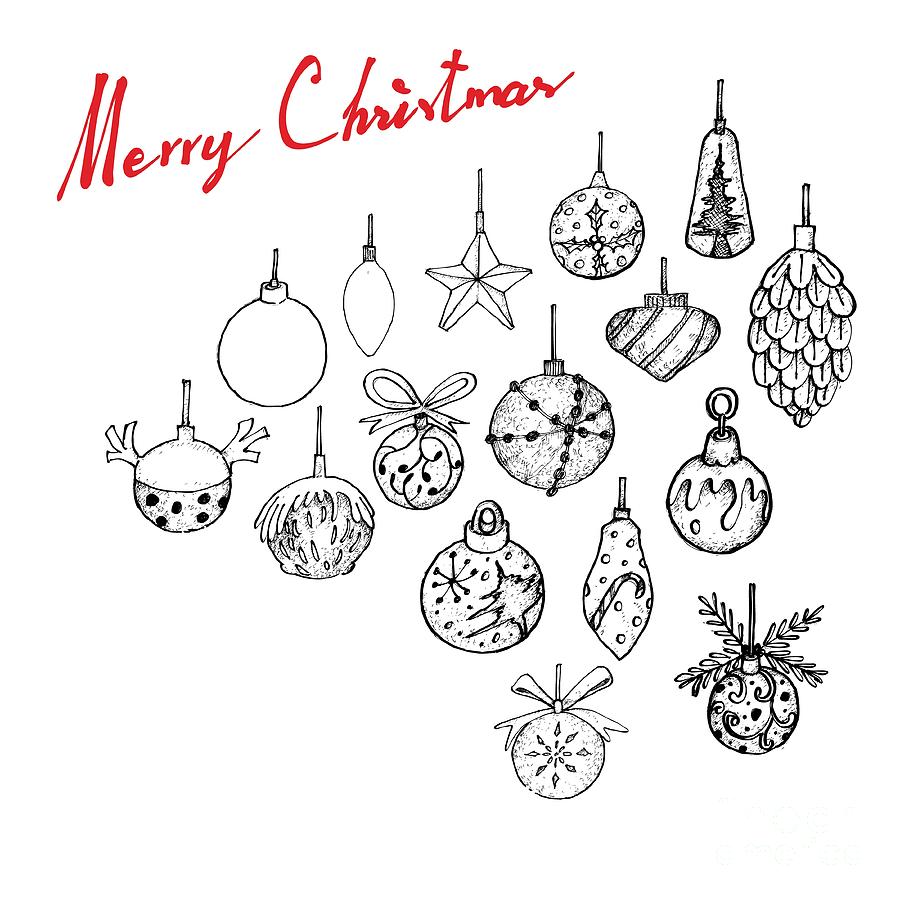 Christmas Ornaments Drawing Sketch