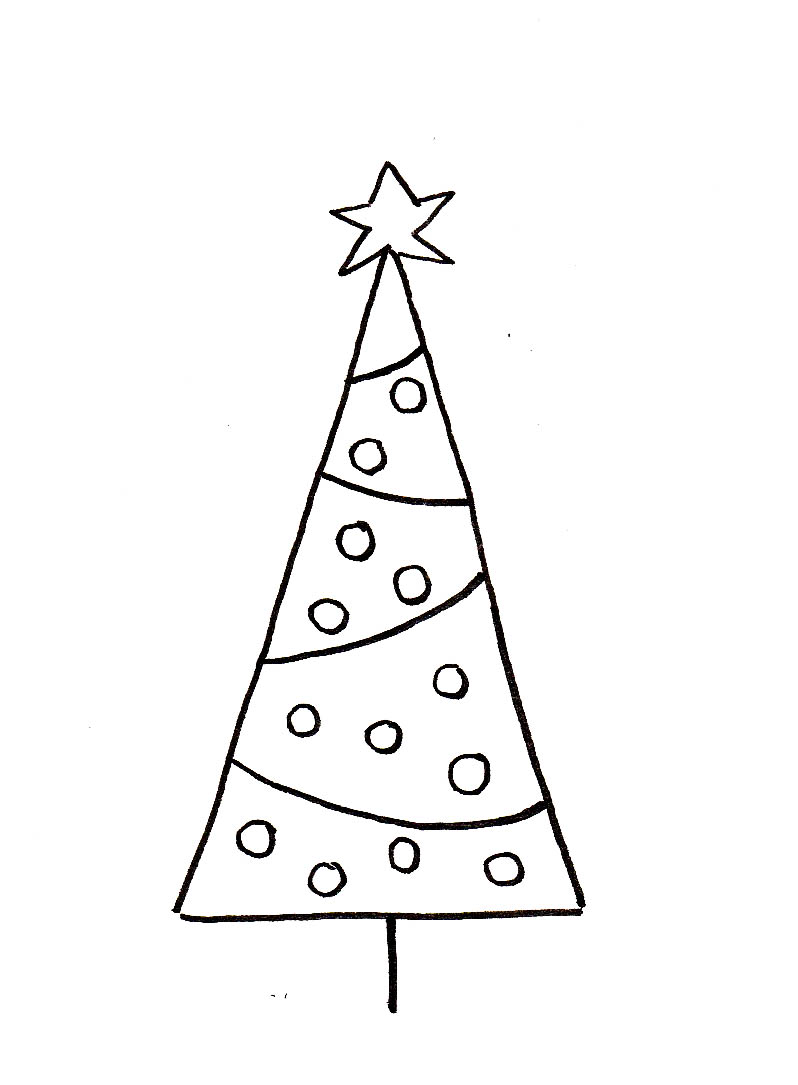 Christmas Tree Drawing Beautiful Image