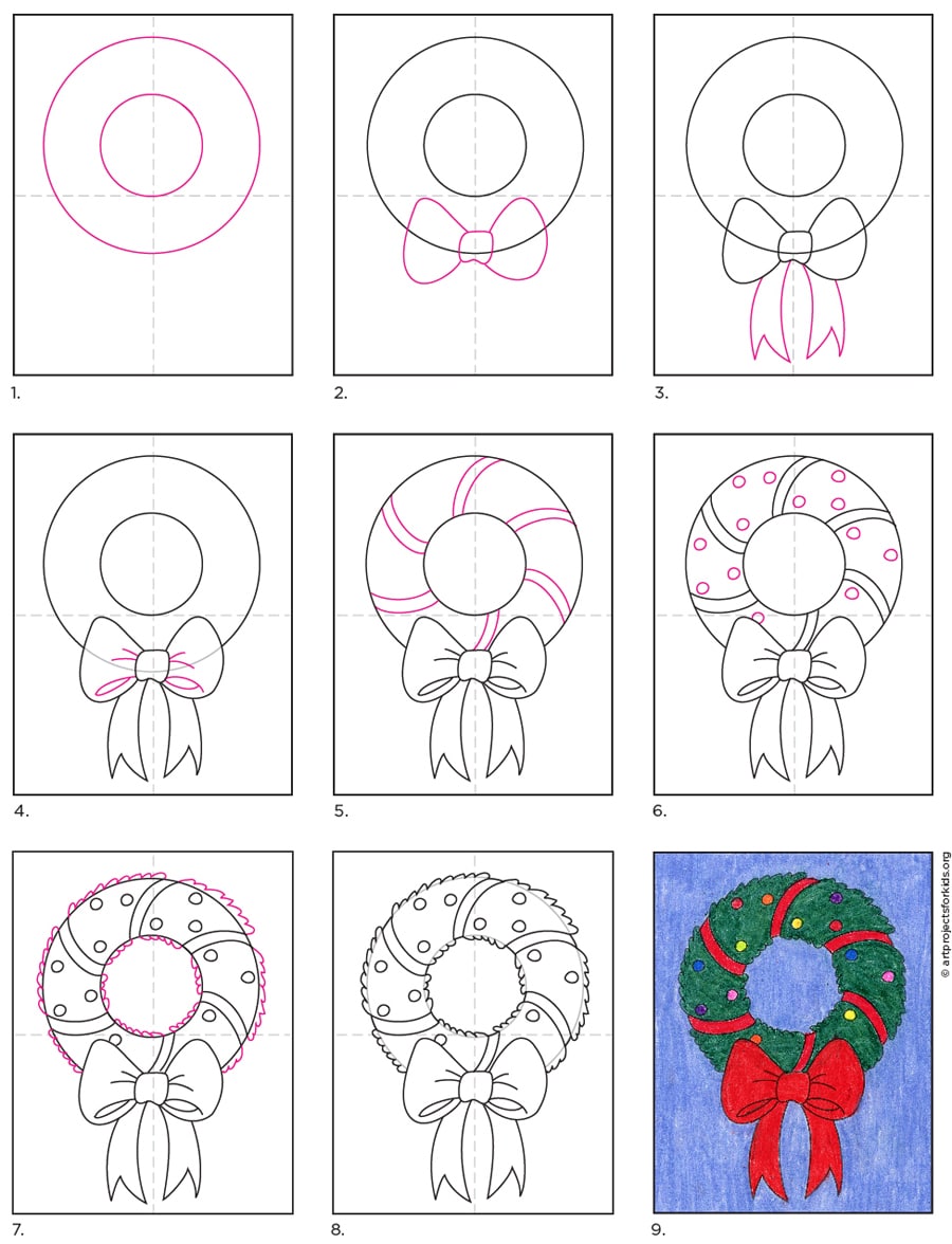 Christmas Wreath Drawing Picture