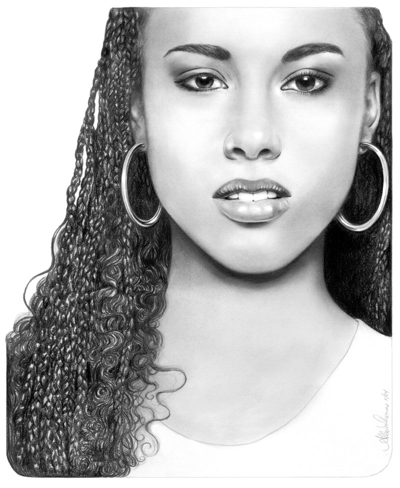 Alicia Keys Drawing Beautiful Image