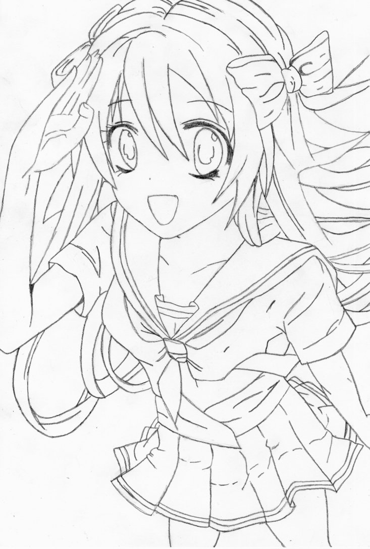 Anime Girl Drawing Sketch