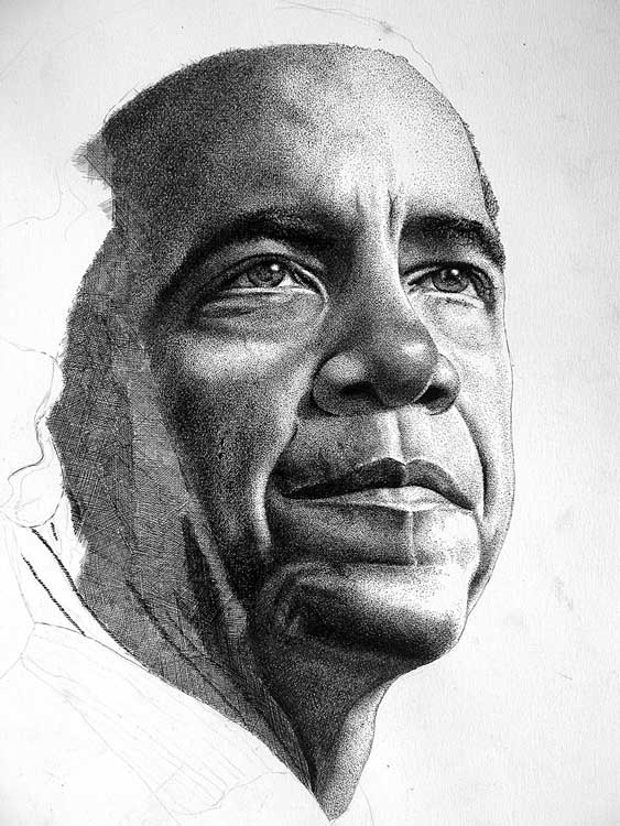 Barack Obama Drawing High-Quality