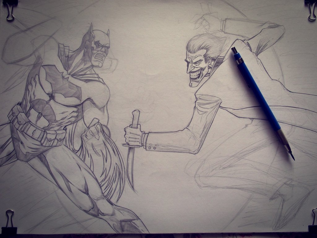 Batman Vs Joker Drawing Beautiful Image