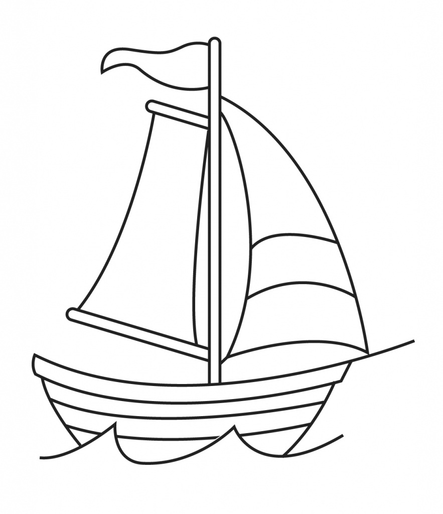 Small boat drawing, illustration, vector on white background:: tasmeemME.com