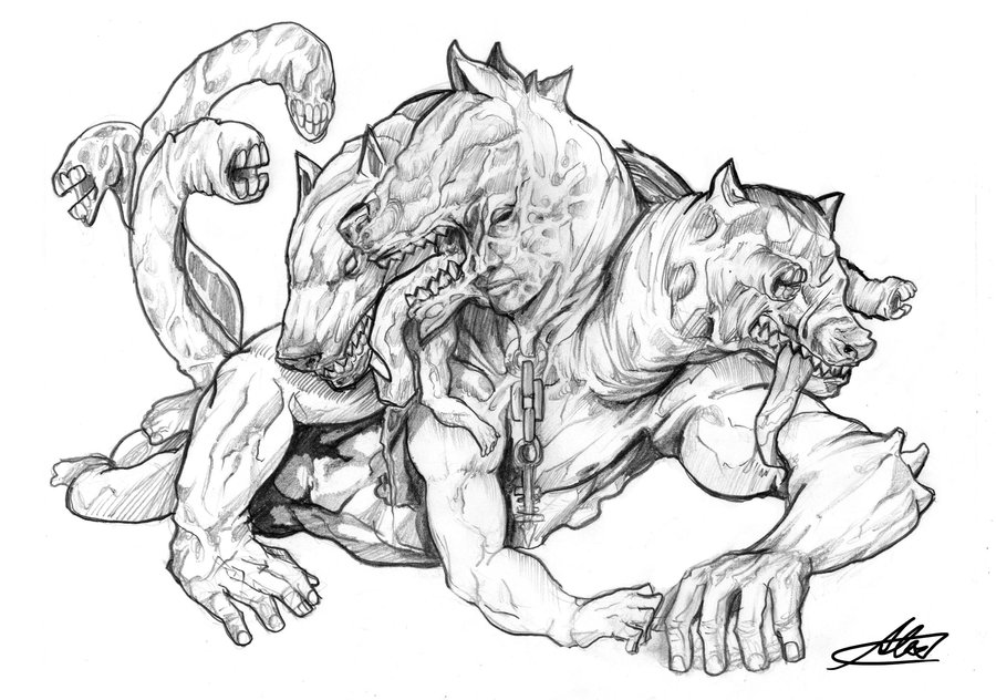 Cerberus Drawing High-Quality