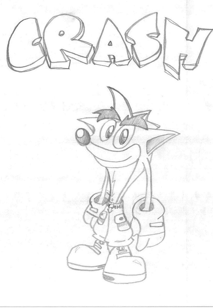 Crash Bandicoot Drawing Sketch