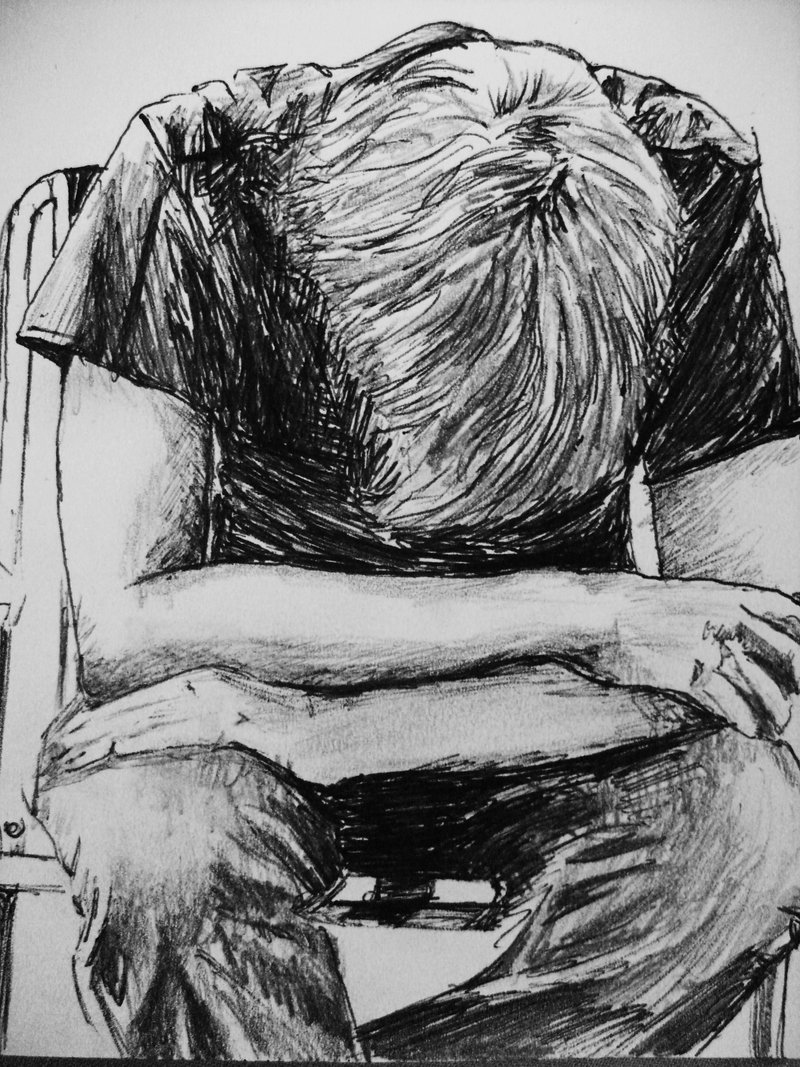 Depressed Boy Drawing High-Quality