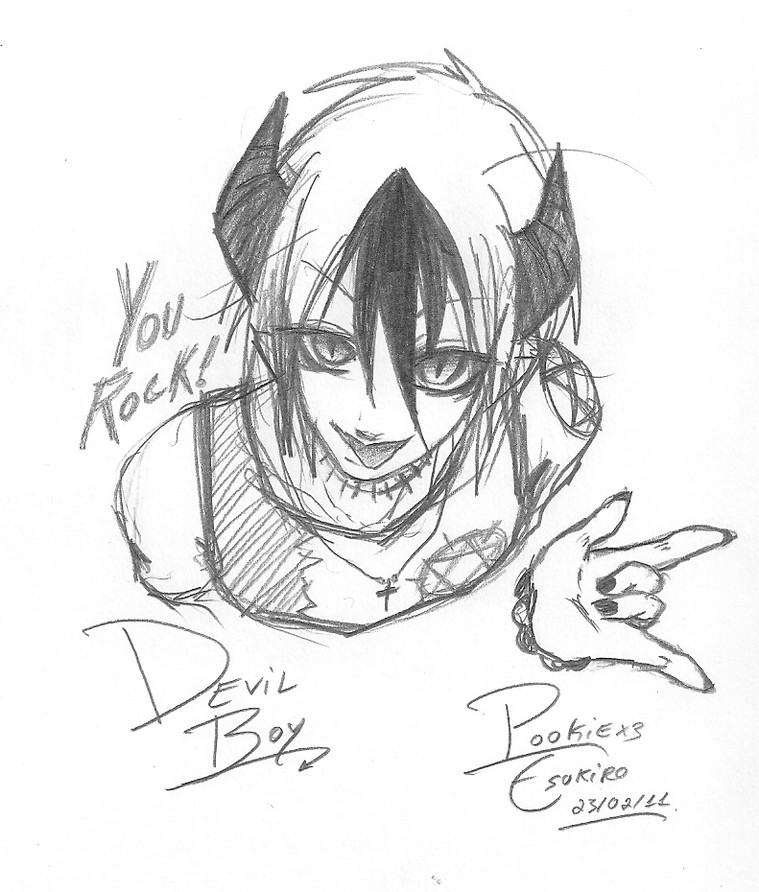 Devil Boy Drawing Sketch