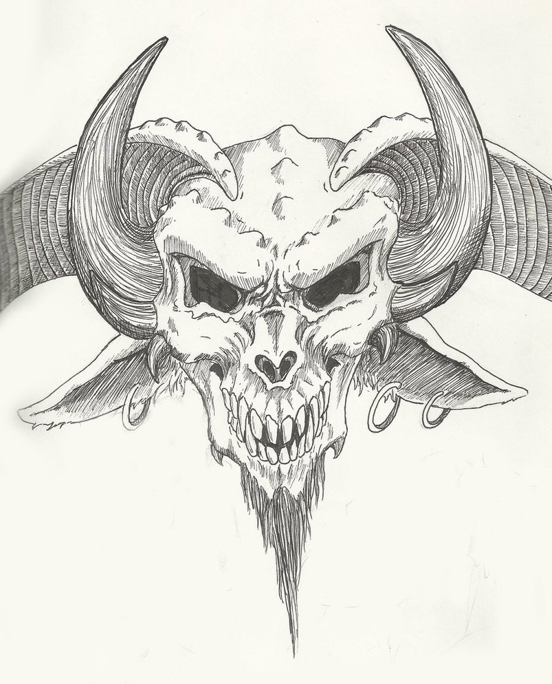 Devil Head Drawing Pic