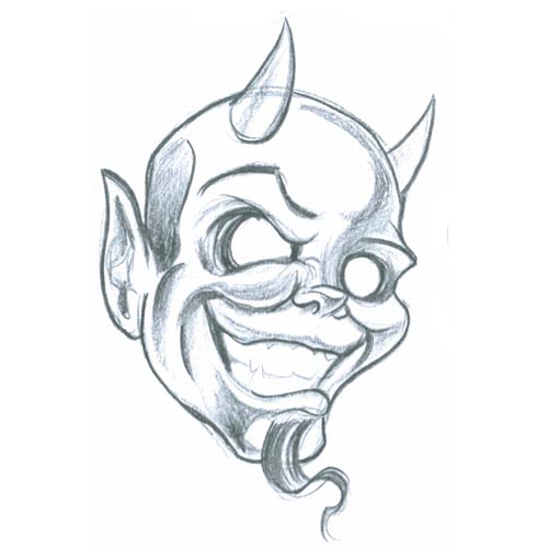 Devil Head Drawing Sketch