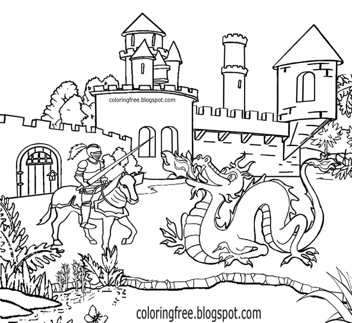 Dragon And Castle Drawing Best
