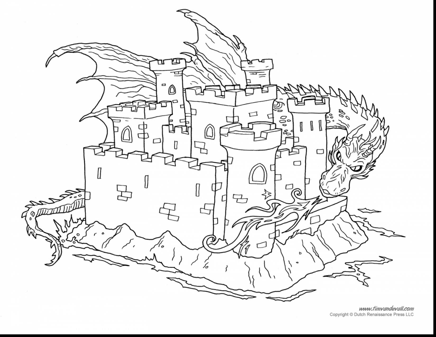 Dragon And Castle Drawing High-Quality