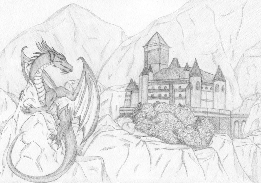 Dragon And Castle Drawing Photo