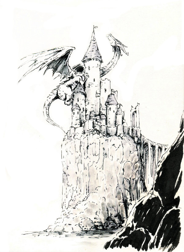 Dragon And Castle Drawing Realistic