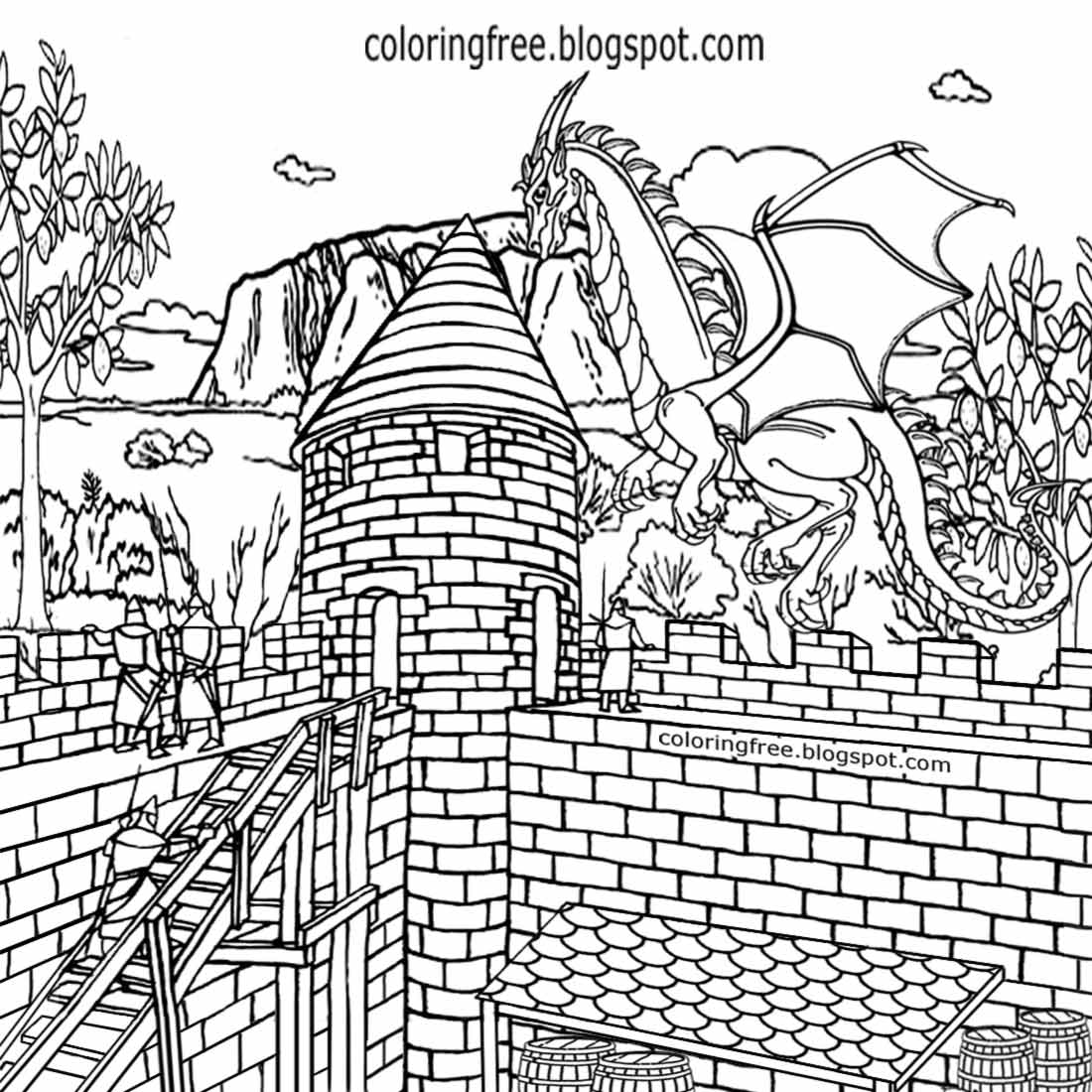 Dragon And Castle Drawing