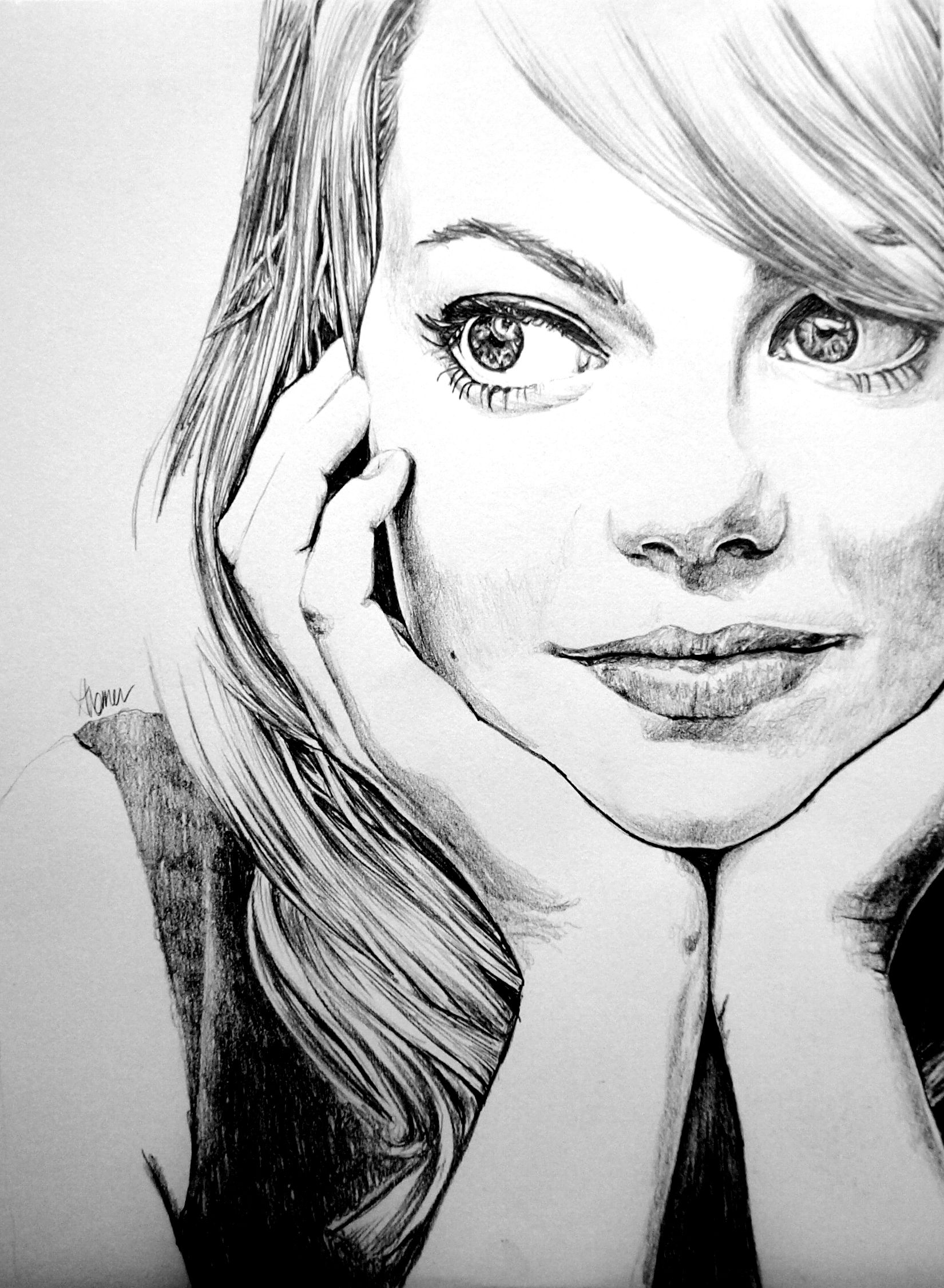 Emma Stone Drawing Sketch  Drawing Skill