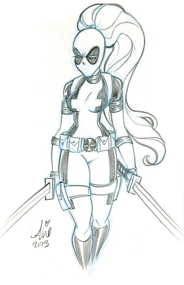 Female Deadpool Drawing Sketch