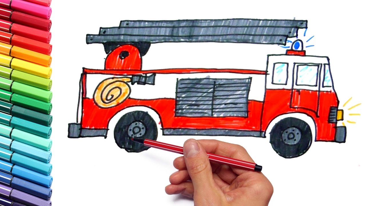 Fire Truck High-Quality Drawing