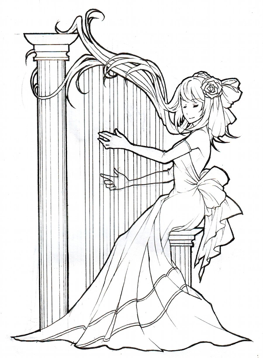 Harp Realistic Drawing