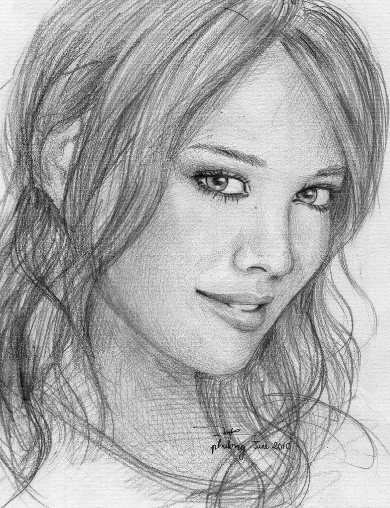 Hilary Duff Drawing, Pencil, Sketch, Colorful, Realistic Art Images ...