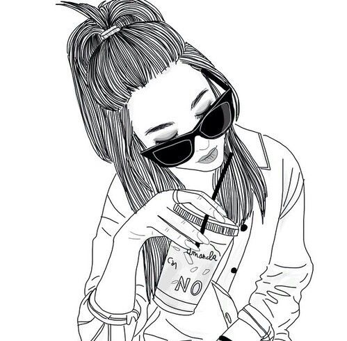 Hipster Girl Drawing Image