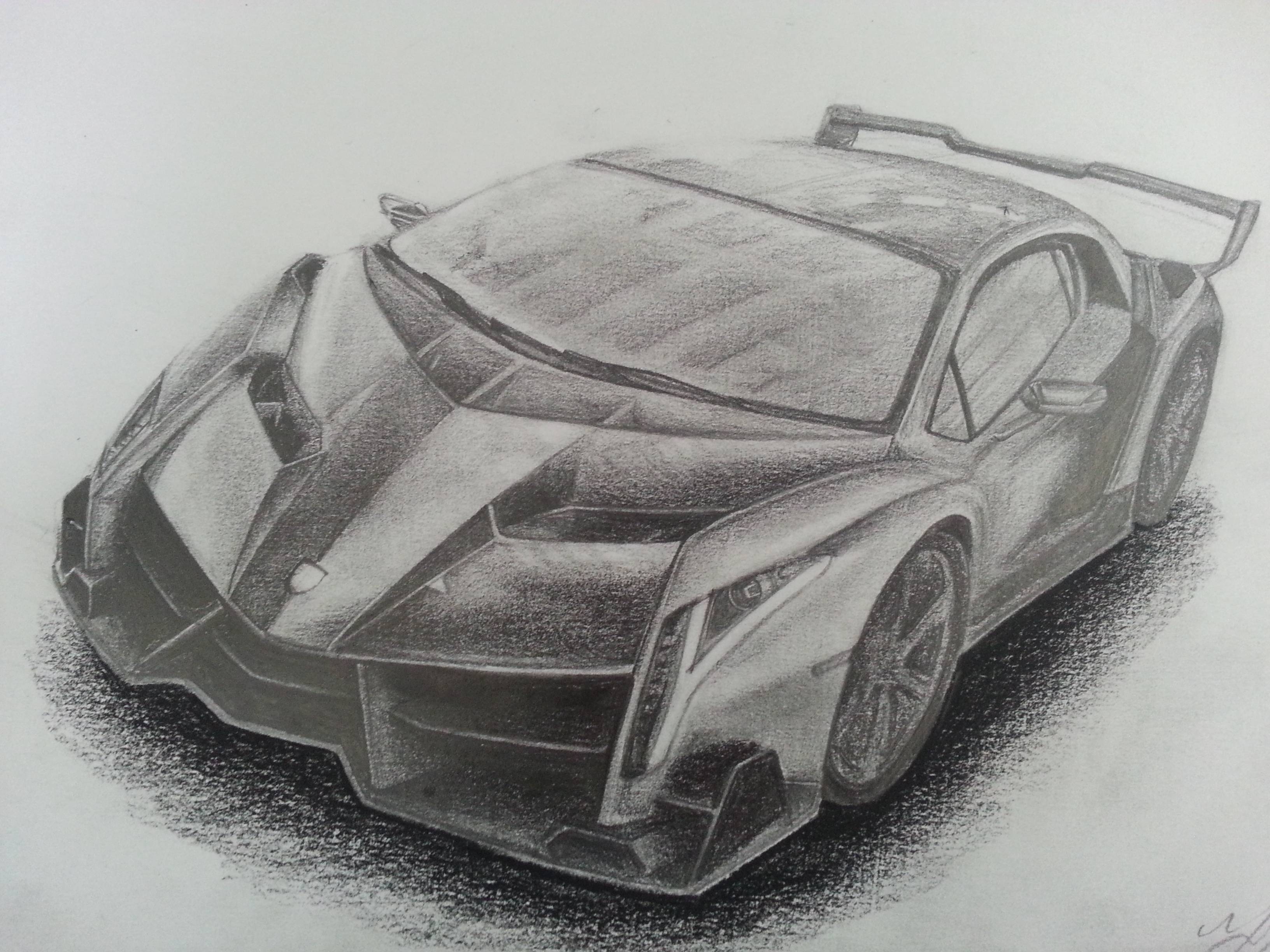 Lamborghini Veneno Drawing Creative Art