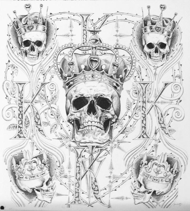 Medieval Skull Drawing Sketch