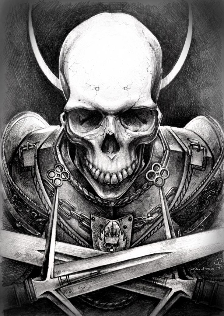 Medieval Skull Drawing