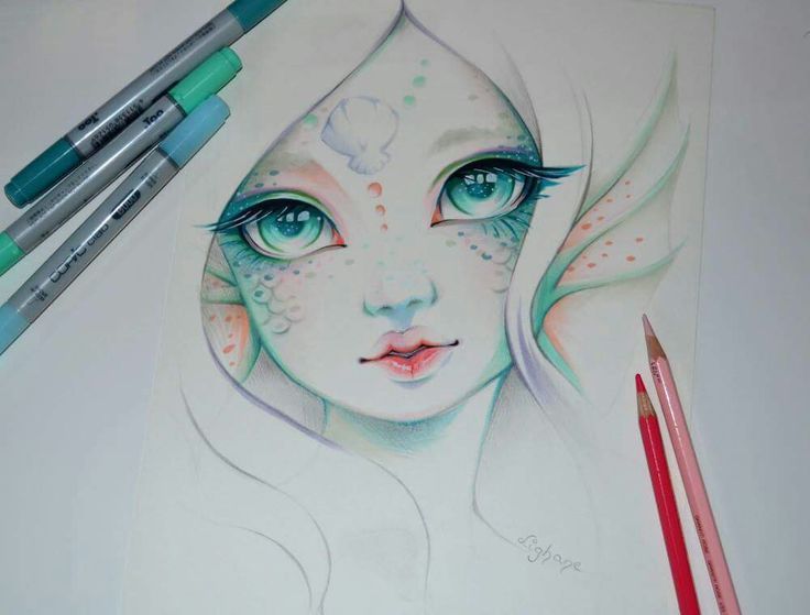 Mermaid Face Art Drawing