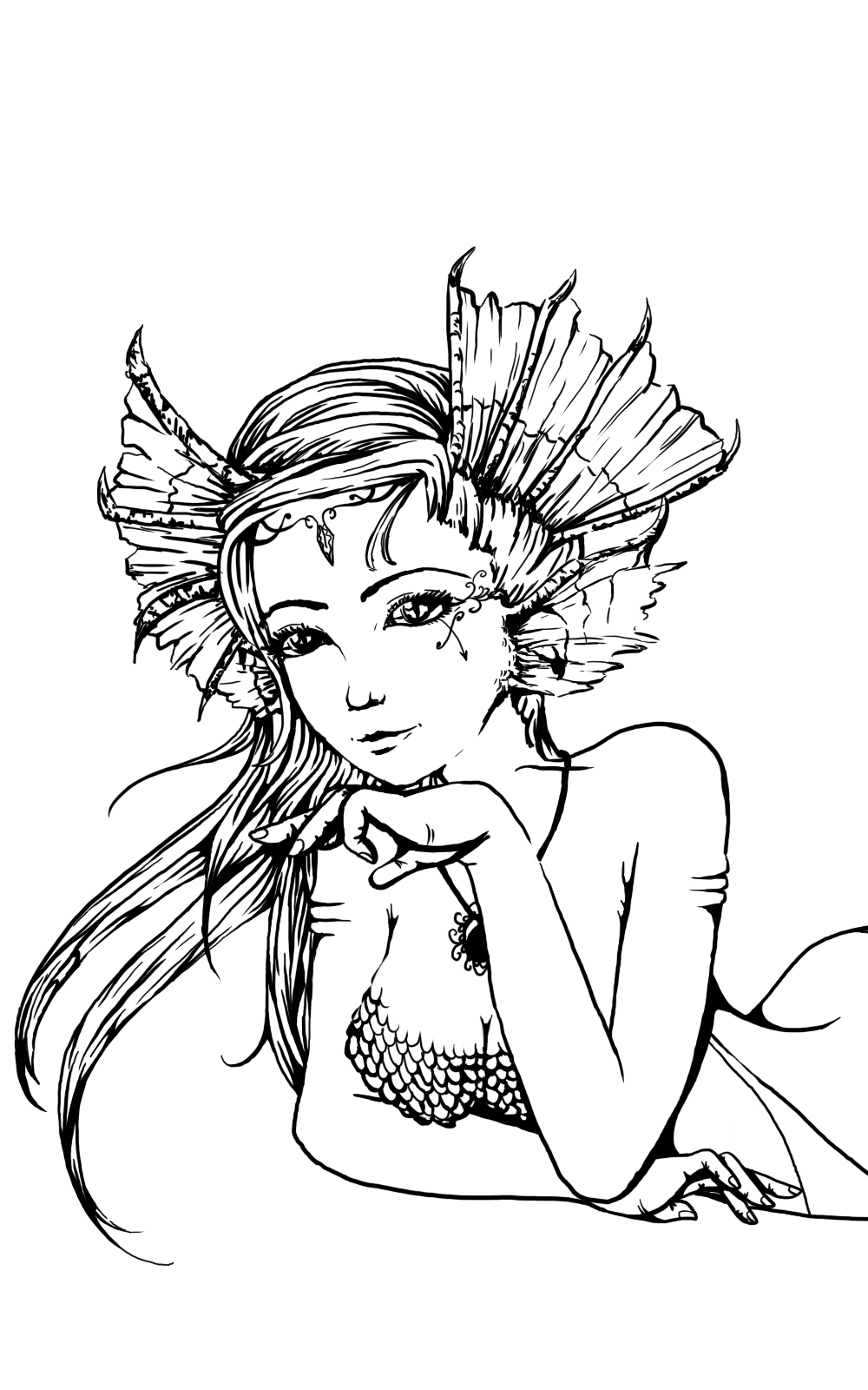 Mermaid Face Drawing Beautiful Image