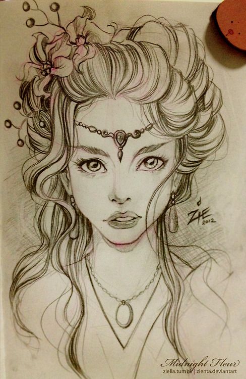 Mermaid Face Drawing Sketch
