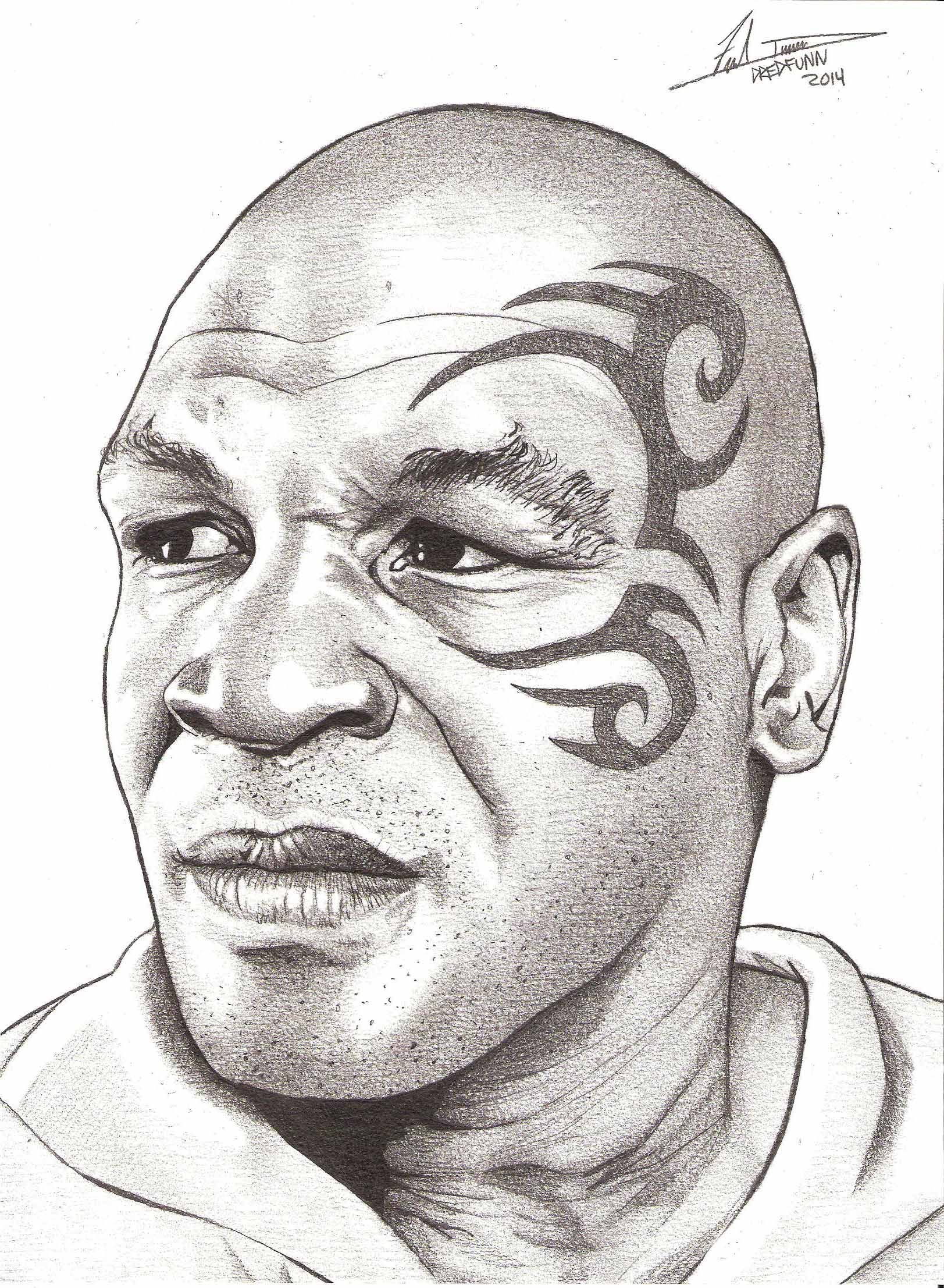 Mike Tyson In Action Drawing  Scribble Art by Vince Low