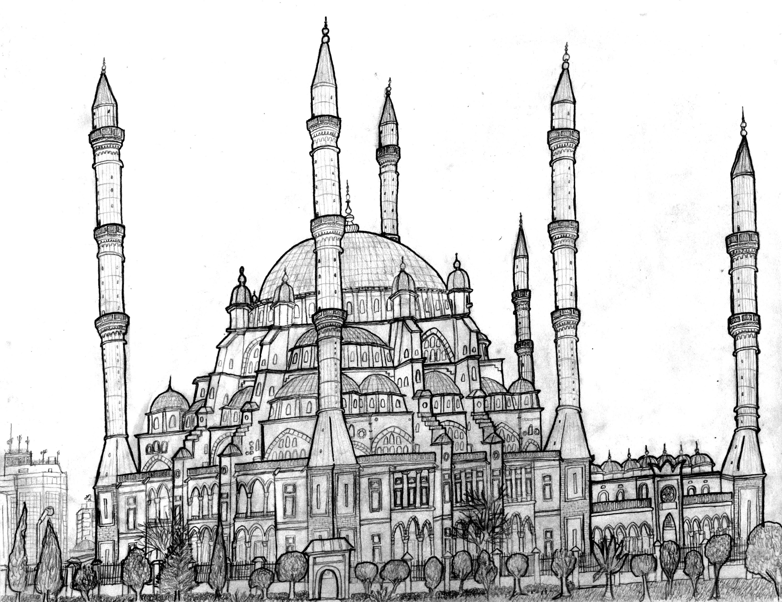 Mosque Drawing Picture