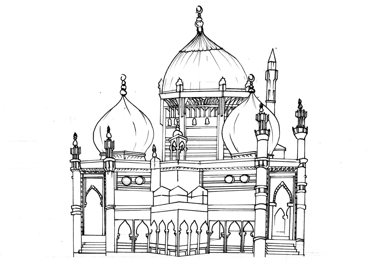 Mosque Drawing Realistic