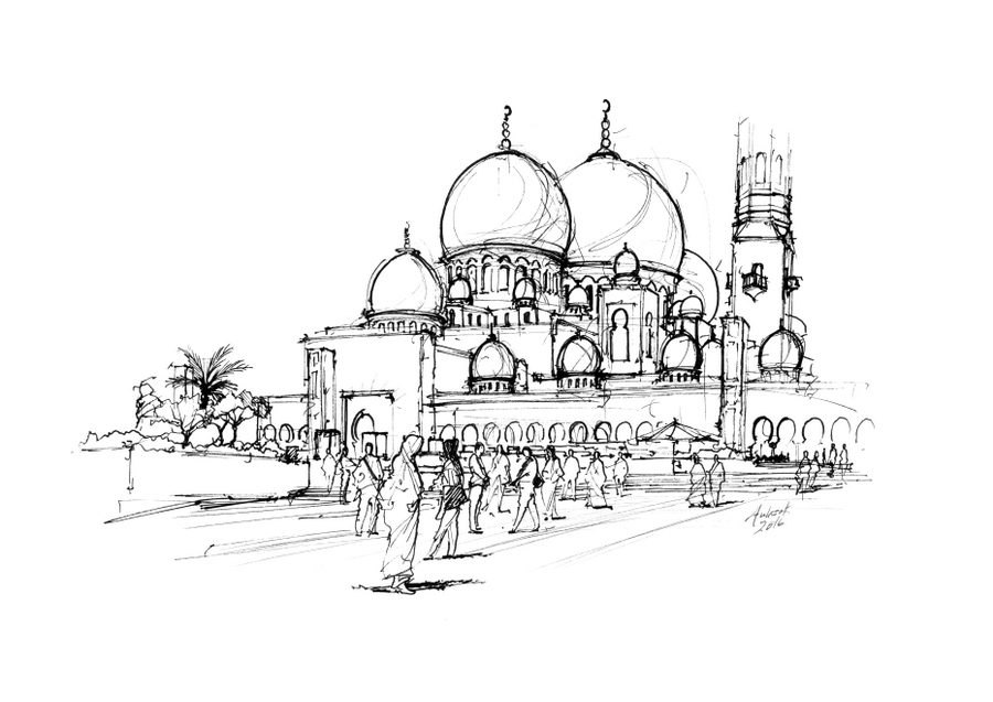Mosque Drawing Sketch
