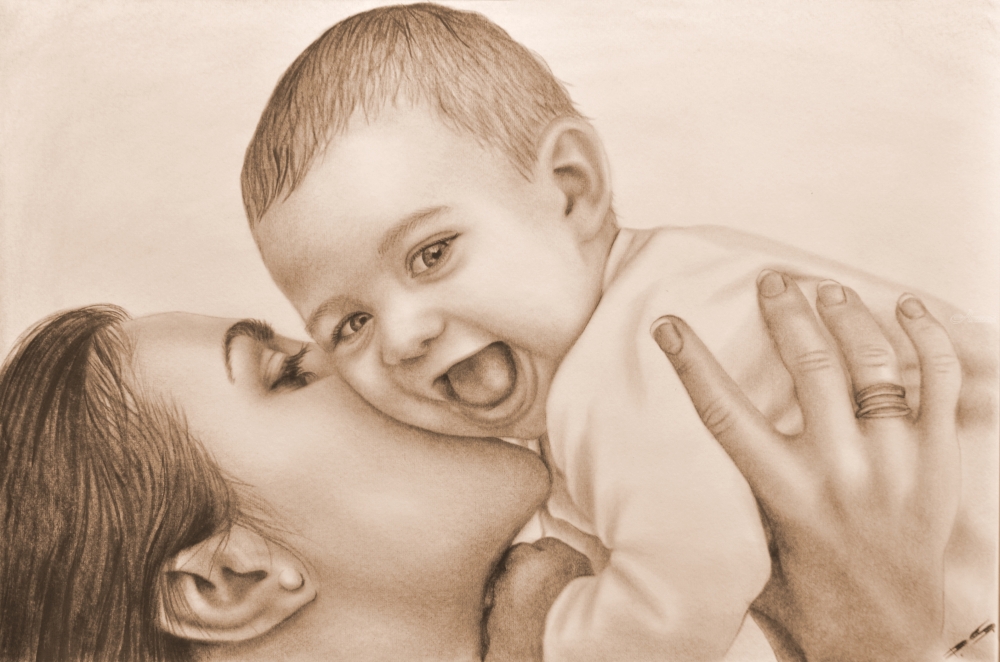 Mother And Child Art Drawing