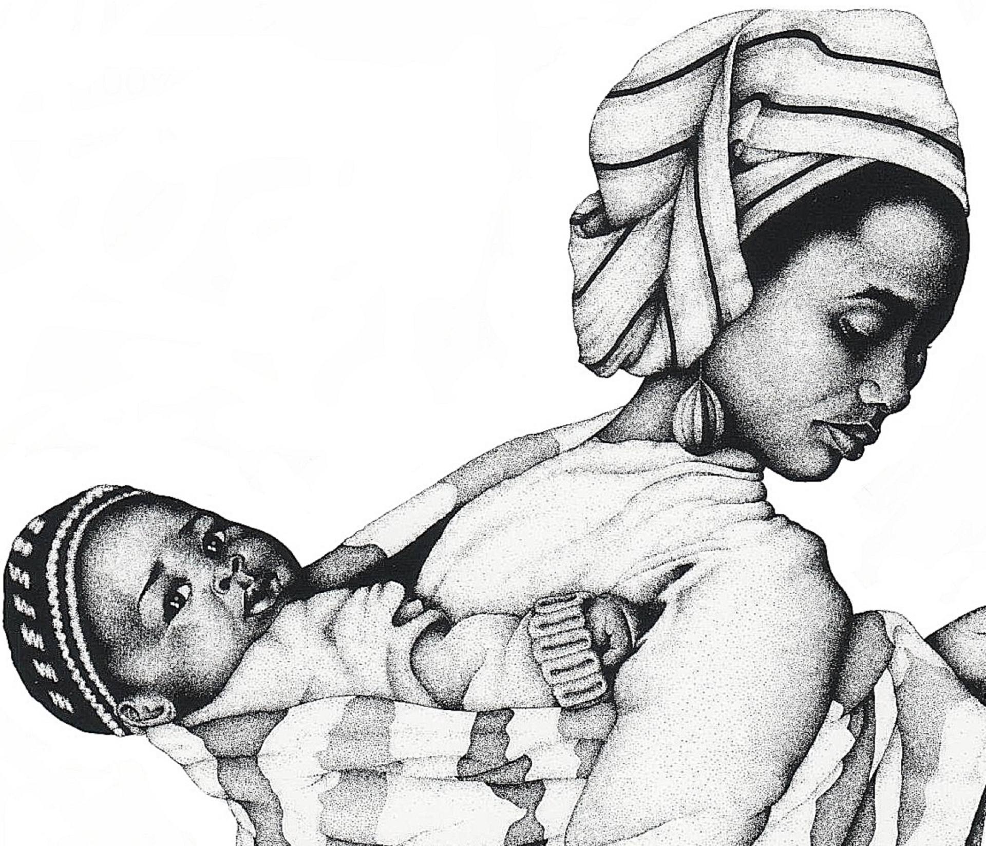 Mother And Child Drawing Image