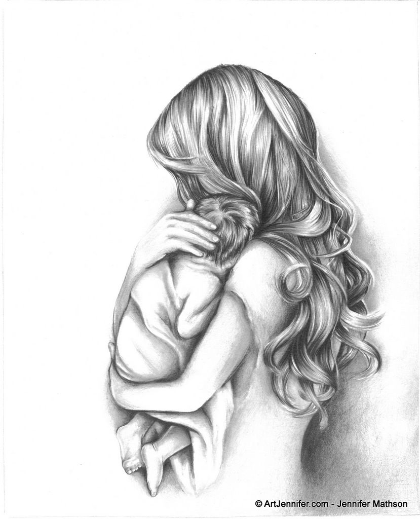 Mother And Child Drawing Photo