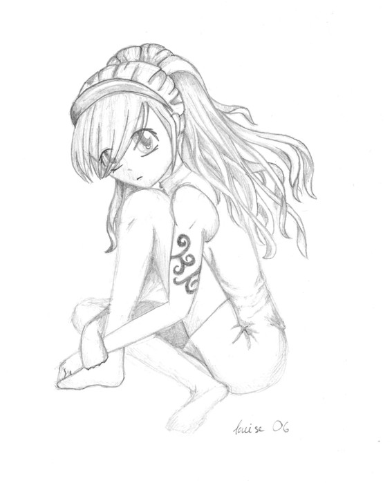 Sad Girl Sitting Down Drawing Beautiful Image