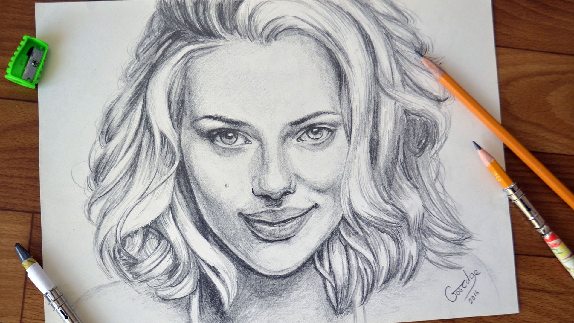 Scarlett Johansson Drawing Beautiful Image