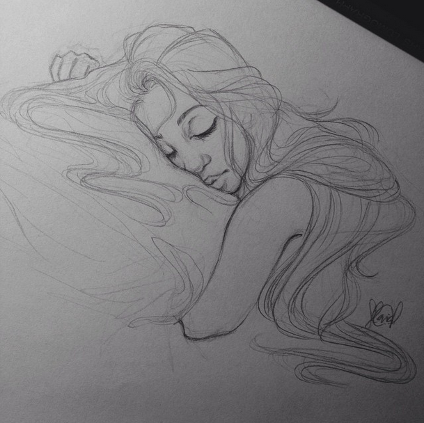 Sleeping Girl Drawing Art