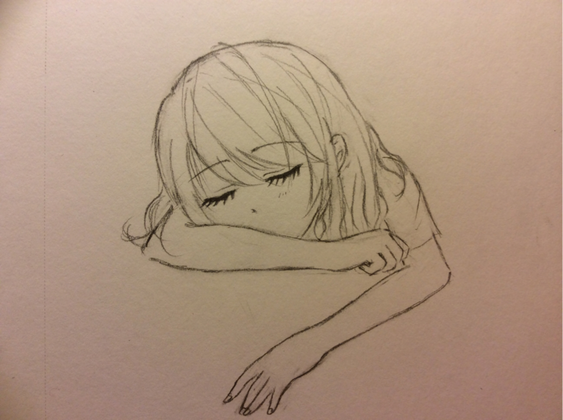 Sleeping Girl Drawing Photo