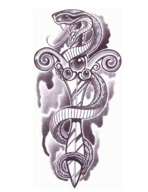 Snake And Dagger Tattoo Art Drawing