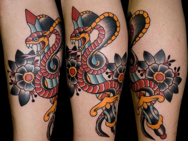 Snake And Dagger Tattoo Drawing Beautiful Art
