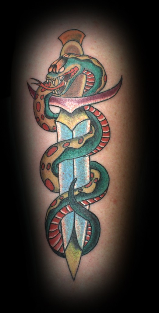 Snake And Dagger Tattoo Drawing Beautiful Image