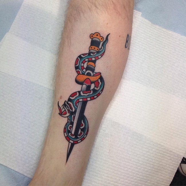 Snake And Dagger Tattoo Drawing Creative Art