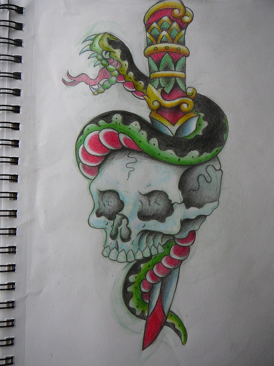 Snake And Dagger Tattoo Drawing Images - Drawing Skill