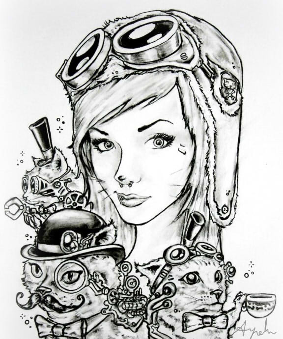 Steampunk Drawing High-Quality