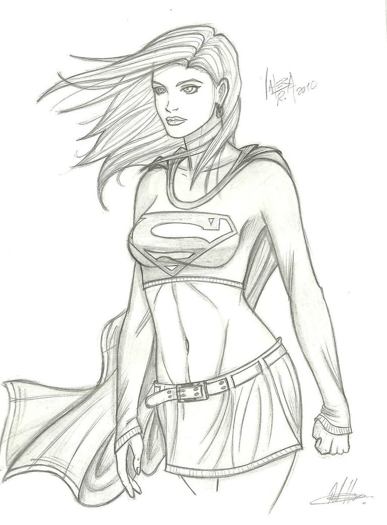 Supergirl Drawing Beautiful Art